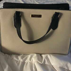 Kate Spade purse handbag cream and black with zippered pocket
